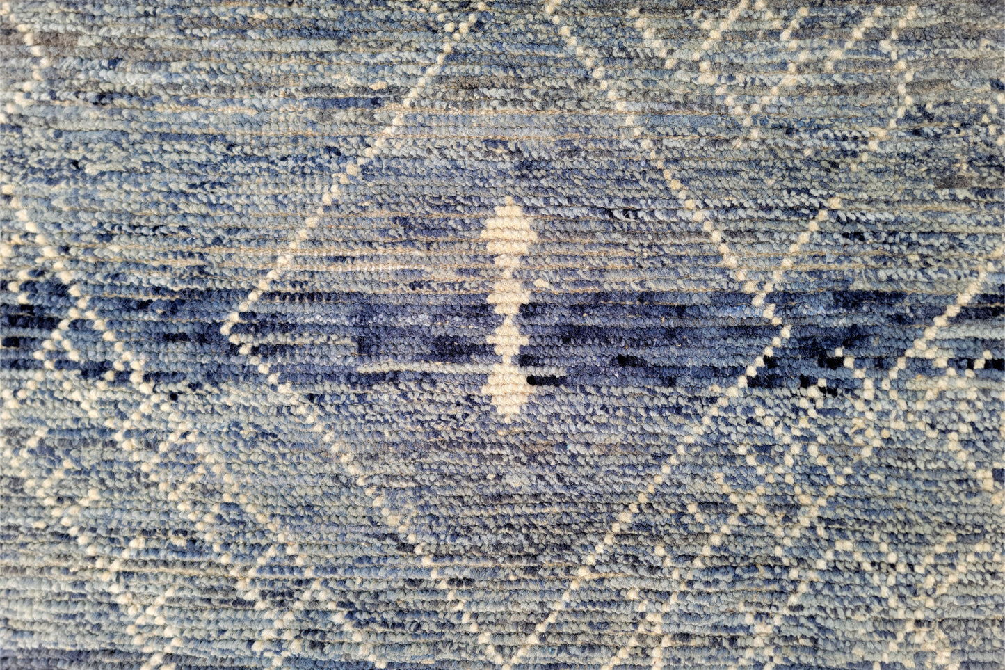 Vintage Moroccan Berber Beni Ourain Rug – Distressed Slate Blue & Charcoal Tribal Rug