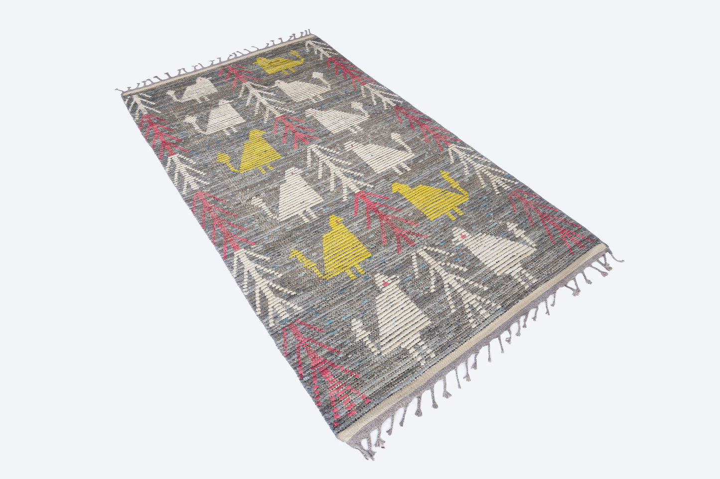 Whimsical Moroccan Berber Animal Motif Rug – Hand-Knotted Folk Art Wool Rug