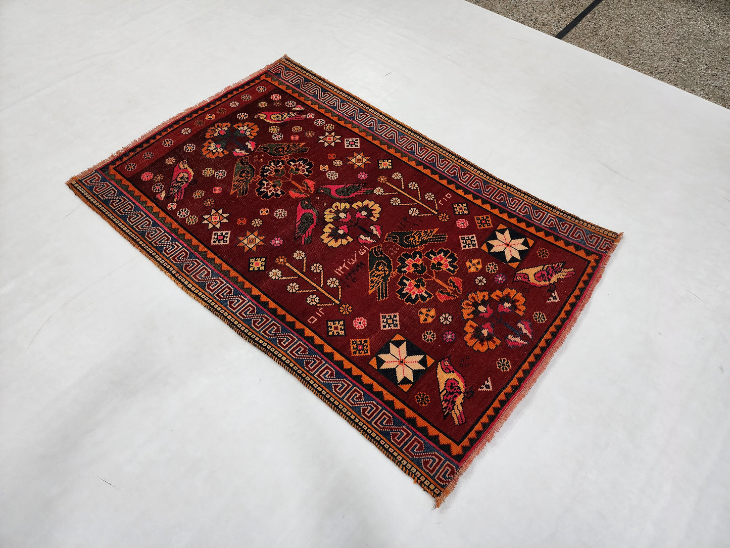 Vintage Persian Qashqai Bird Rug | Hand-Knotted Pictorial Masterpiece