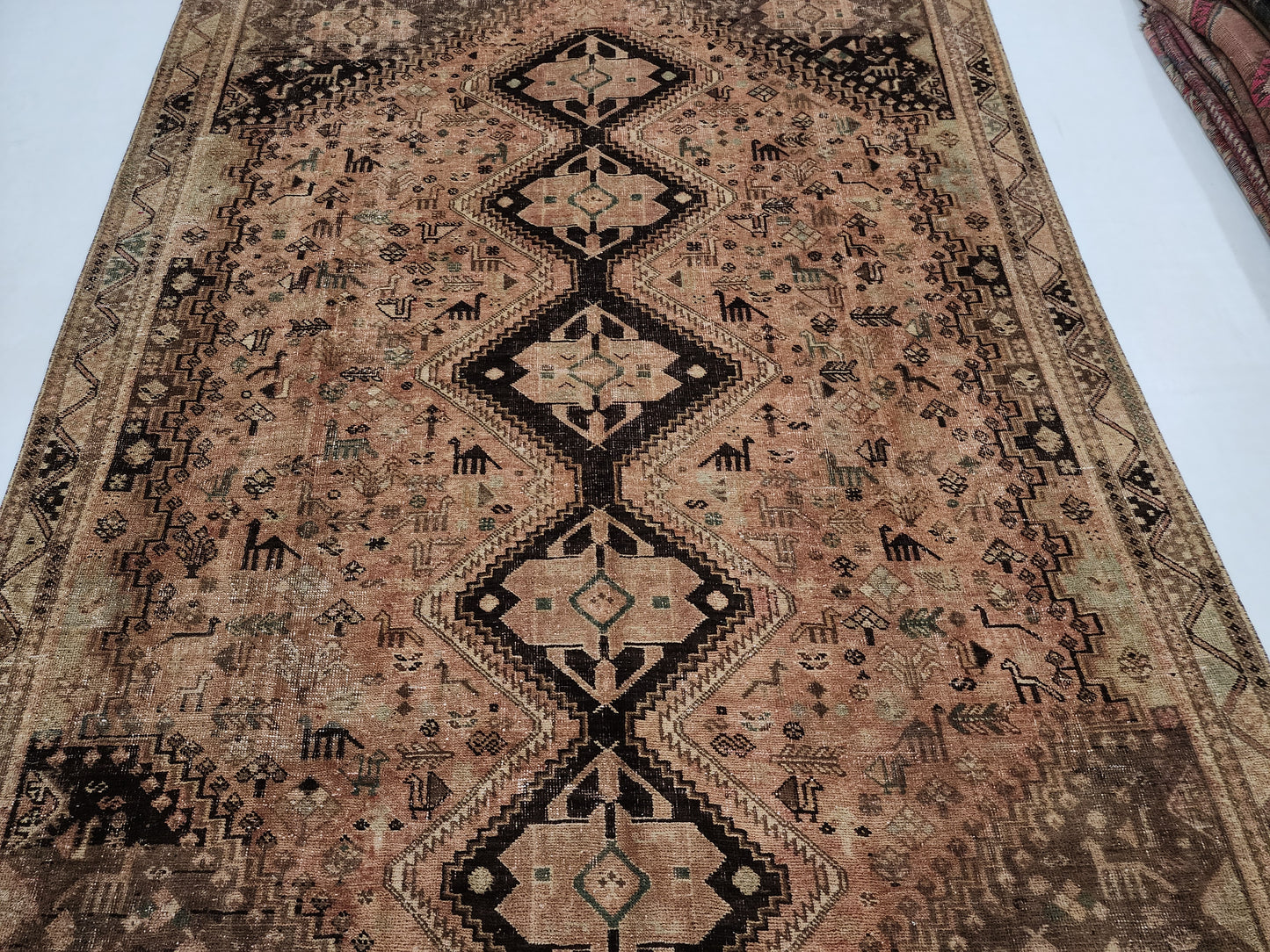 Antique Persian Qashqai Rug | Iconic Five-Diamond Tribal Masterpiece