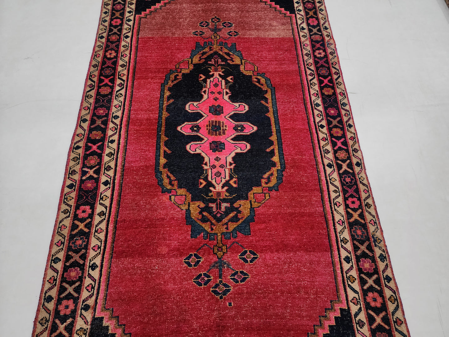 Vintage Persian Qashqai Runner | Bold Medallion Tribal Art