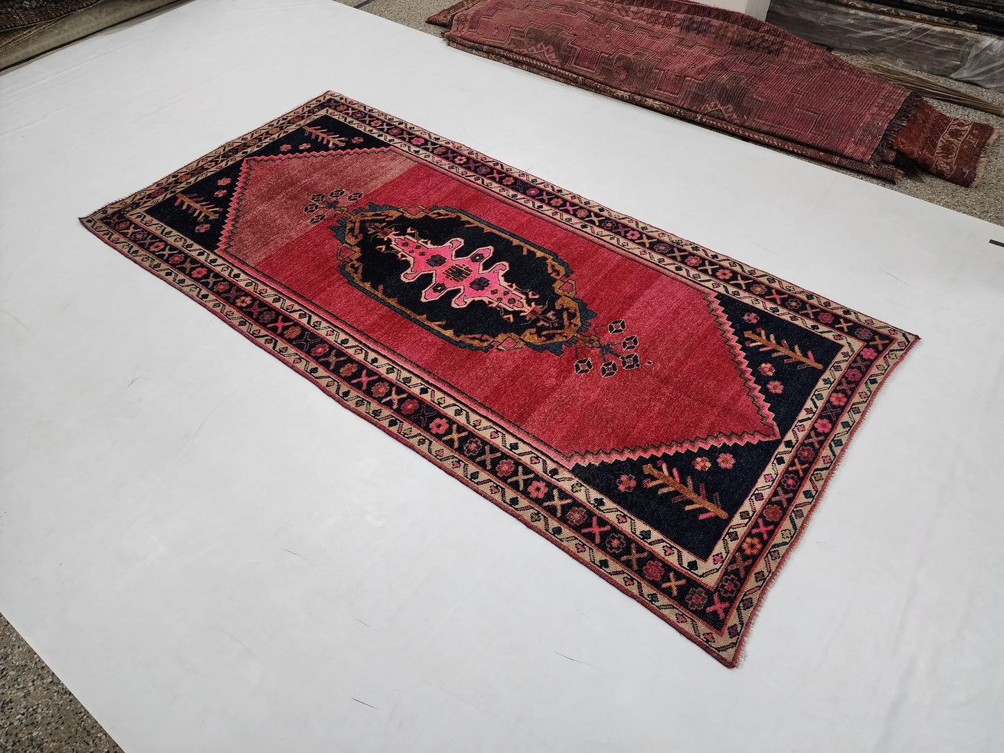 Vintage Persian Qashqai Runner | Bold Medallion Tribal Art