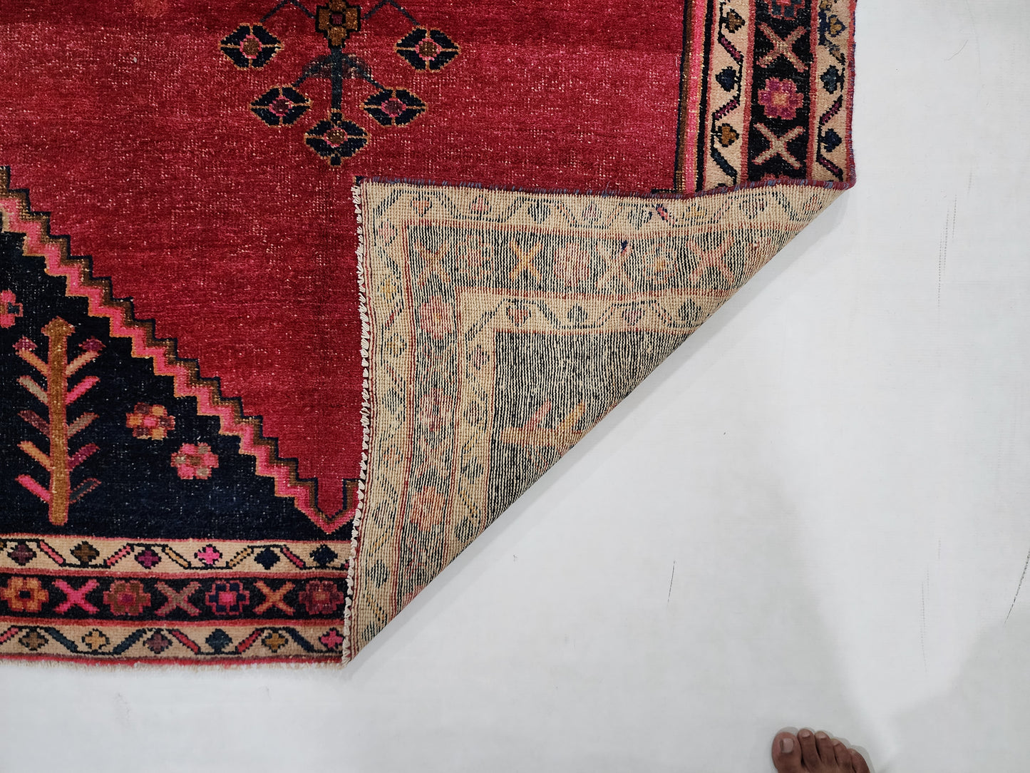 Vintage Persian Qashqai Runner | Bold Medallion Tribal Art