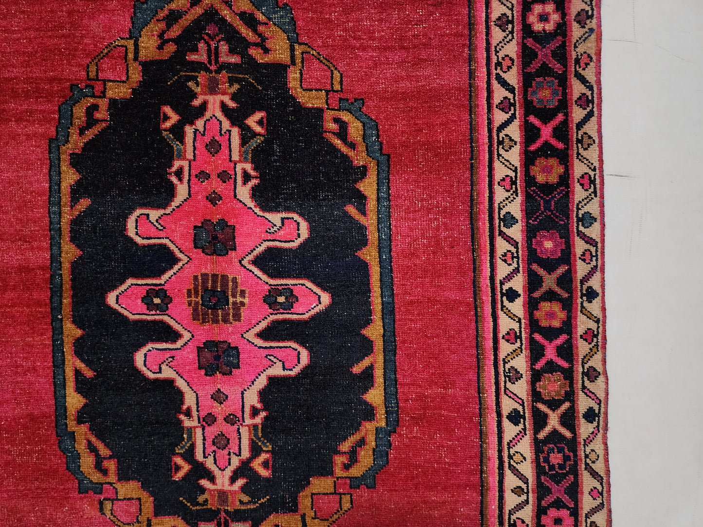 Vintage Persian Qashqai Runner | Bold Medallion Tribal Art