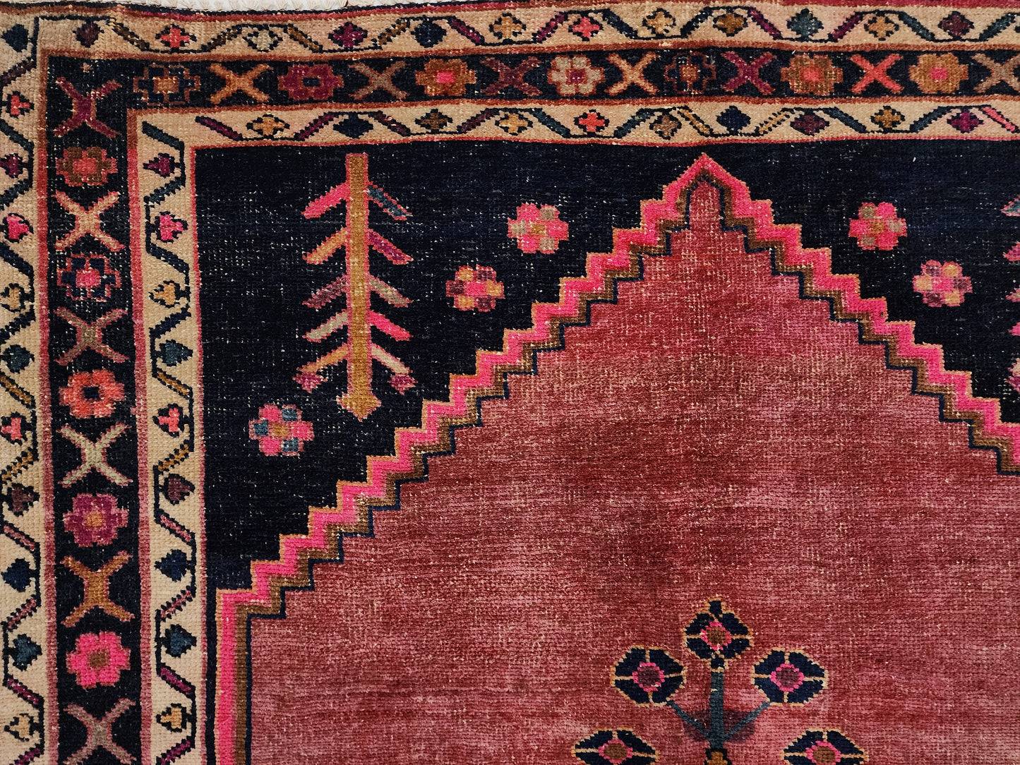 Vintage Persian Qashqai Runner | Bold Medallion Tribal Art