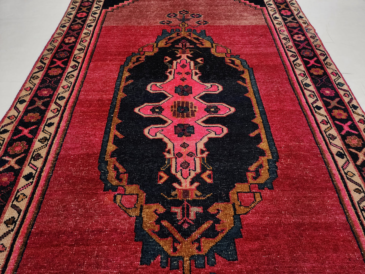 Vintage Persian Qashqai Runner | Bold Medallion Tribal Art