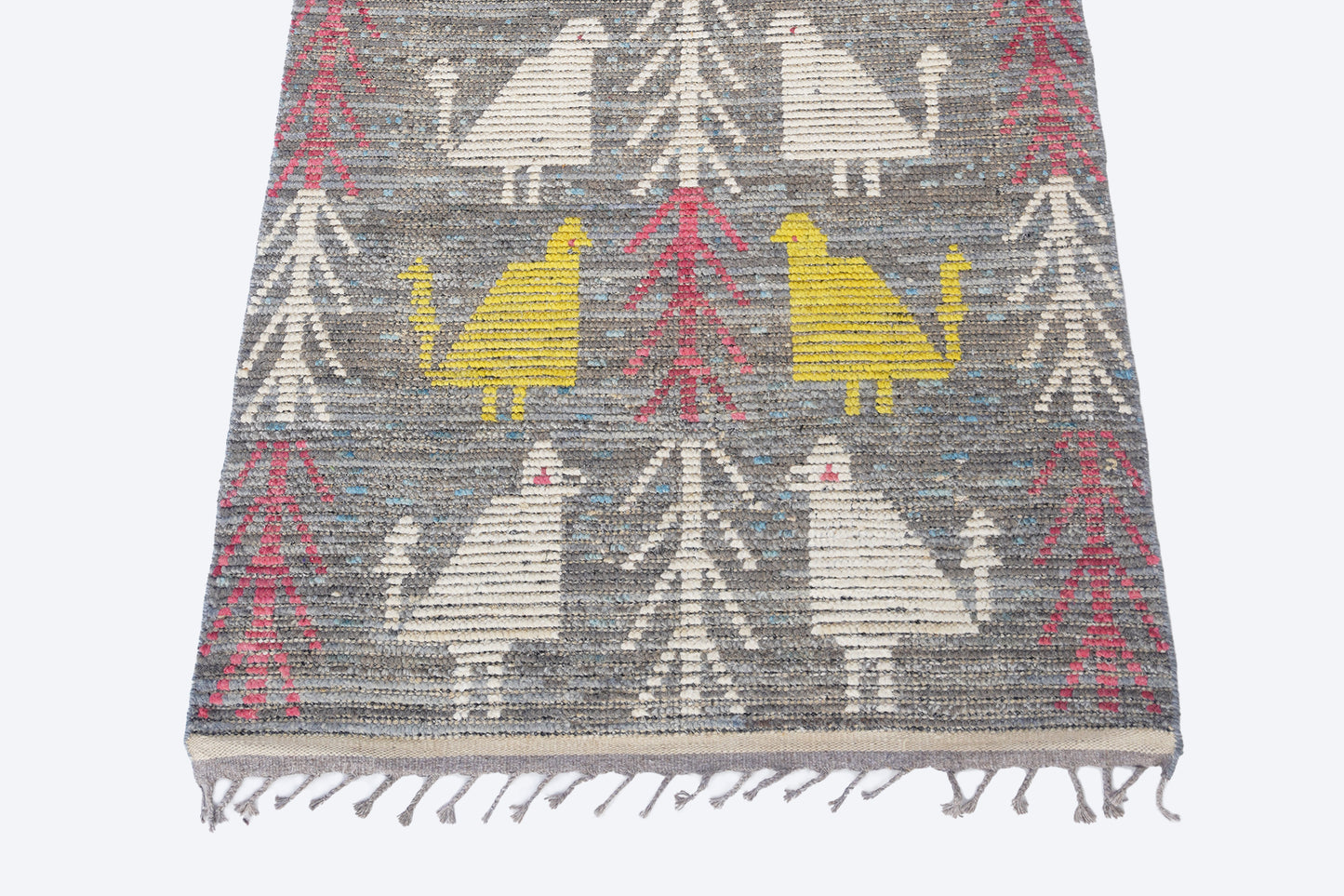 Whimsical Moroccan Berber Animal Motif Rug – Hand-Knotted Folk Art Wool Rug