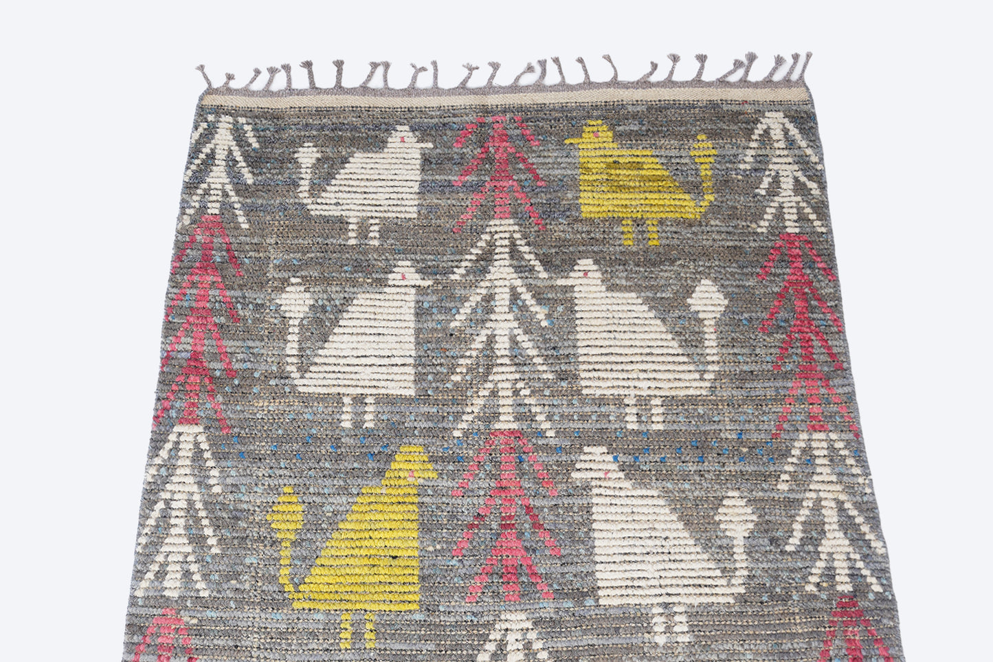 Whimsical Moroccan Berber Animal Motif Rug – Hand-Knotted Folk Art Wool Rug