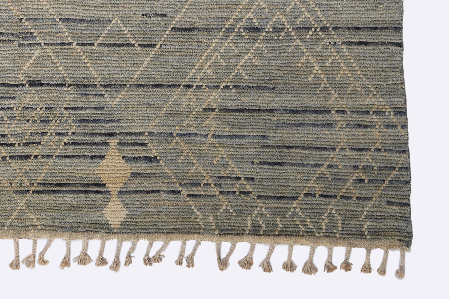 Vintage Moroccan Berber Beni Ourain Rug – Distressed Slate Blue & Charcoal Tribal Rug