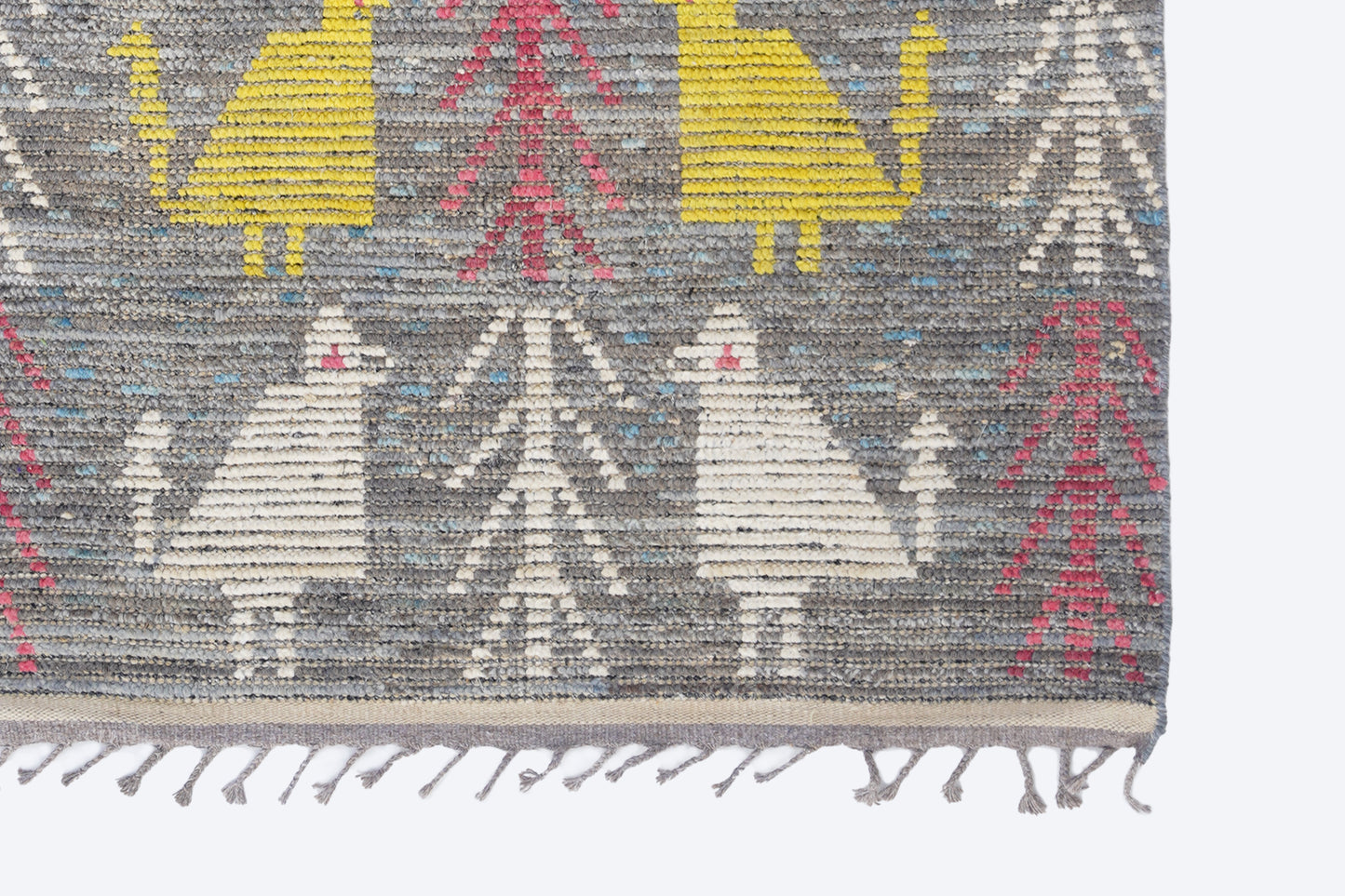 Whimsical Moroccan Berber Animal Motif Rug – Hand-Knotted Folk Art Wool Rug