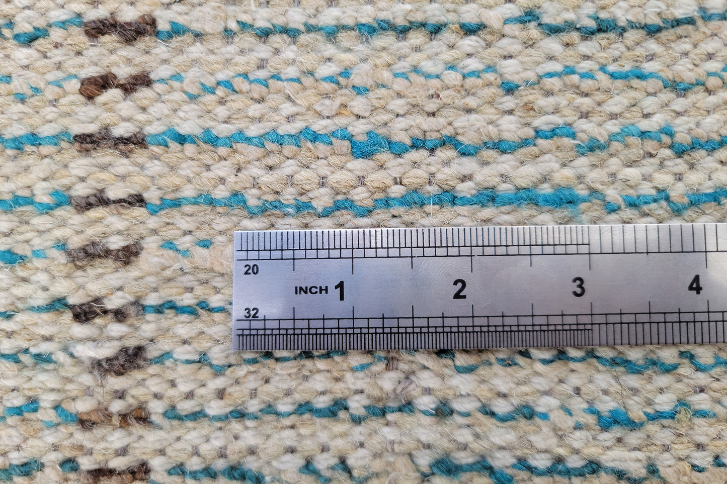 Abstract Turquoise Blue Moroccan Berber Rug – Hand-Knotted Asymmetric Wool Runner Rug