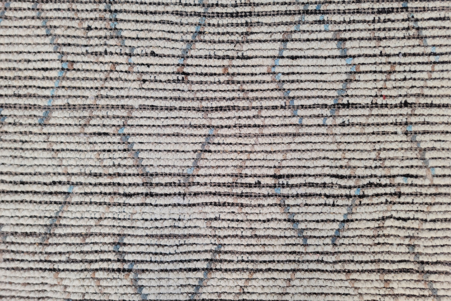 Minimalist Linear Moroccan Berber Rug – Hand-Knotted Oatmeal & Charcoal Wool Rug