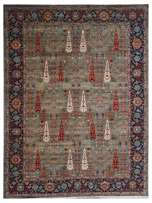 Afghan Tree of Life Rug - Muted Sage & Indigo