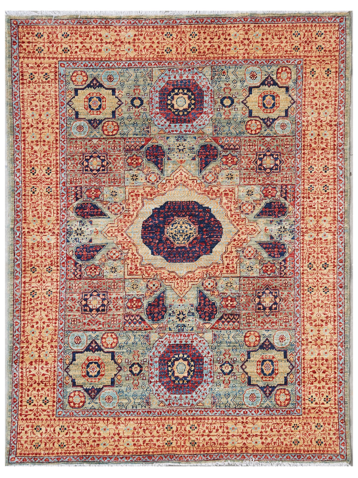 The Arched Heritage: Traditional Afghan Rug in Earthy Tones