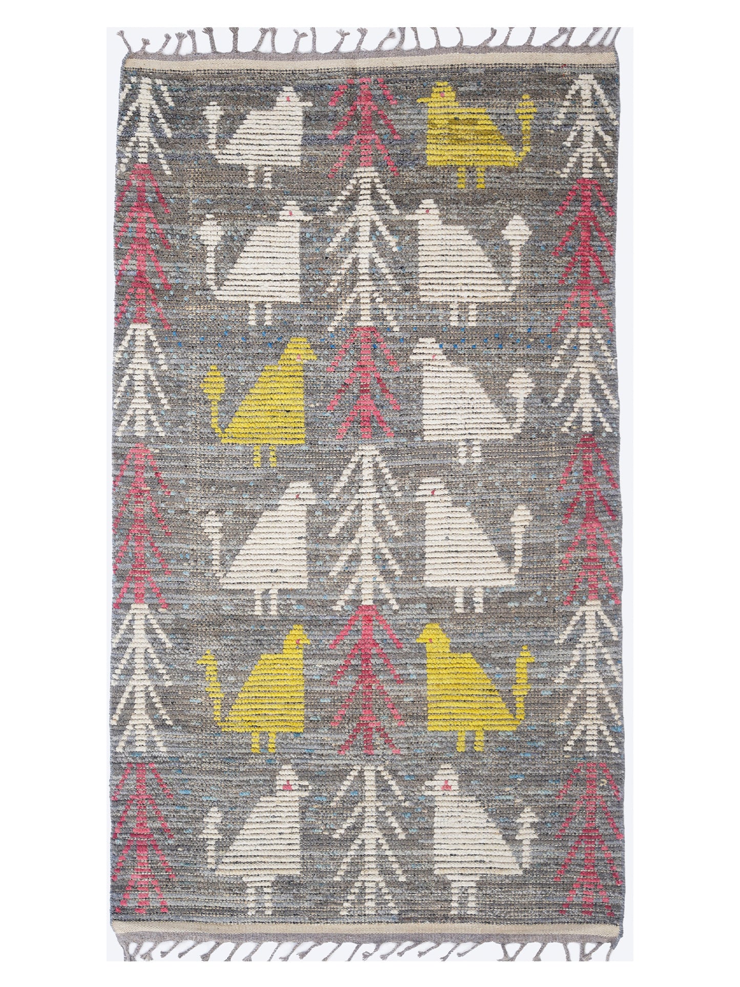 Whimsical Moroccan Berber Animal Motif Rug – Hand-Knotted Folk Art Wool Rug