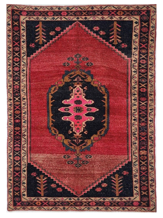 Vintage Persian Qashqai Runner | Bold Medallion Tribal Art