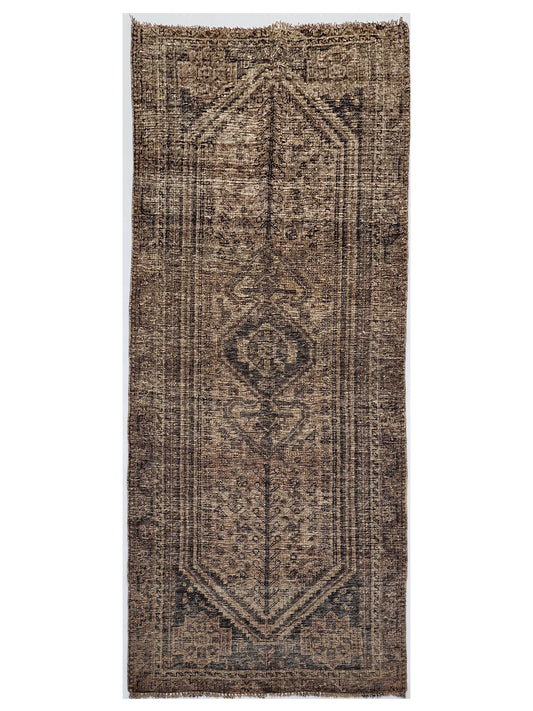 Timeless Nomad: Antique Earth-Tone Qashgai Runner