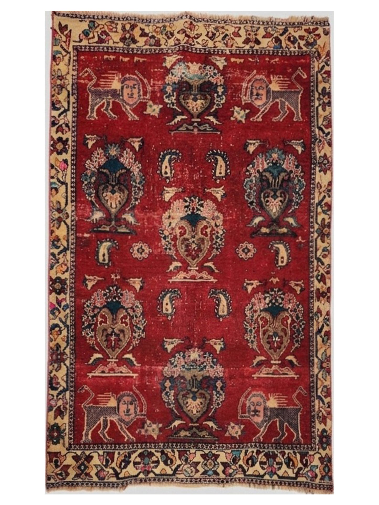 Vintage Persian Pictorial Rug | Iconic 'Persian Lion' and Shah Motif Masterpiece