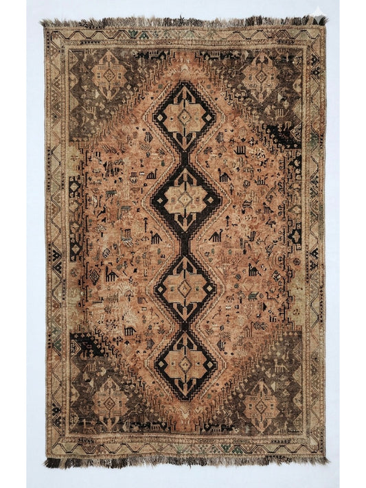 Antique Persian Qashqai Rug | Iconic Five-Diamond Tribal Masterpiece
