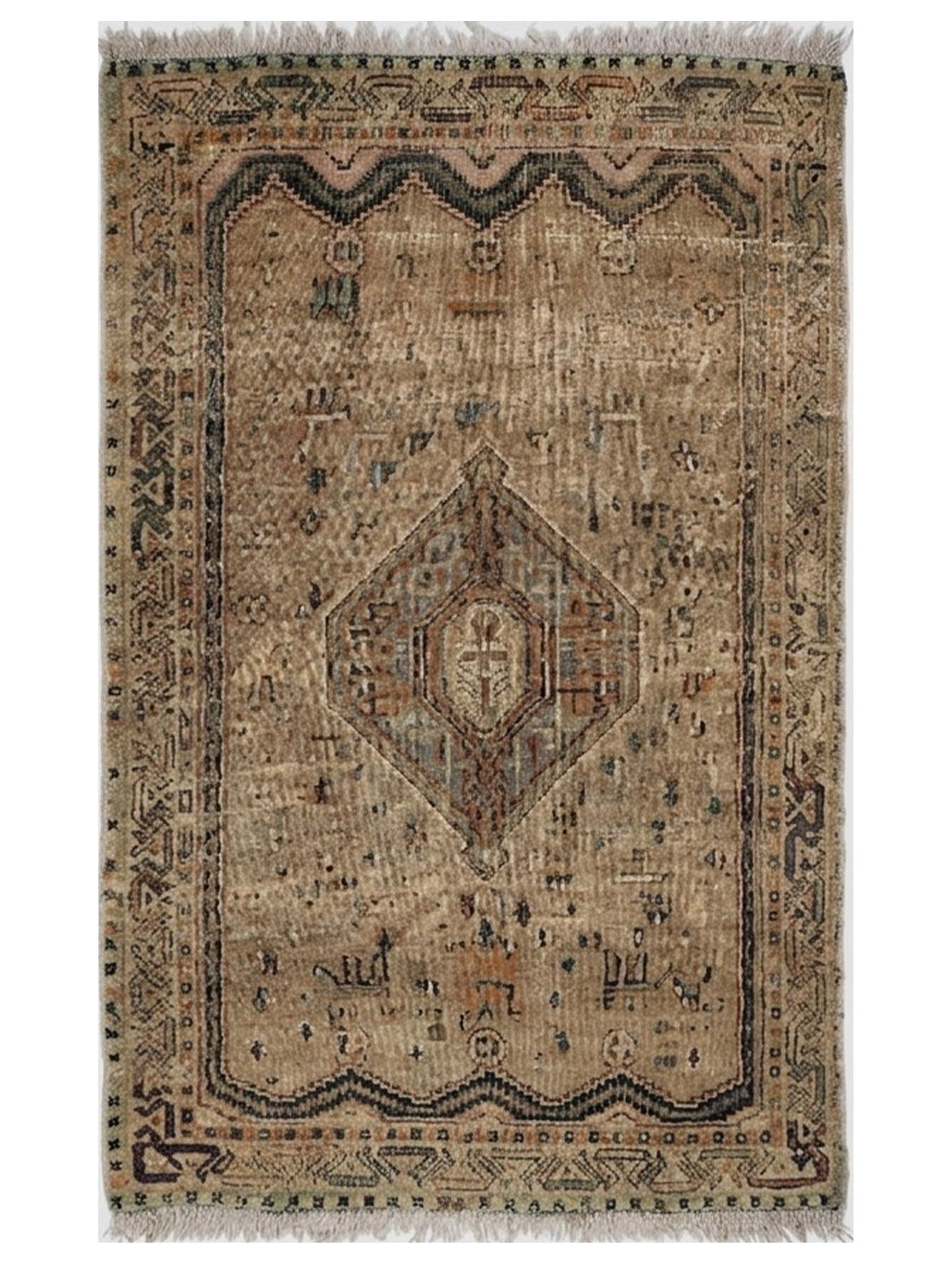 Desert Horizon: Antique Hand-Knotted Qashqai Tribal Rug