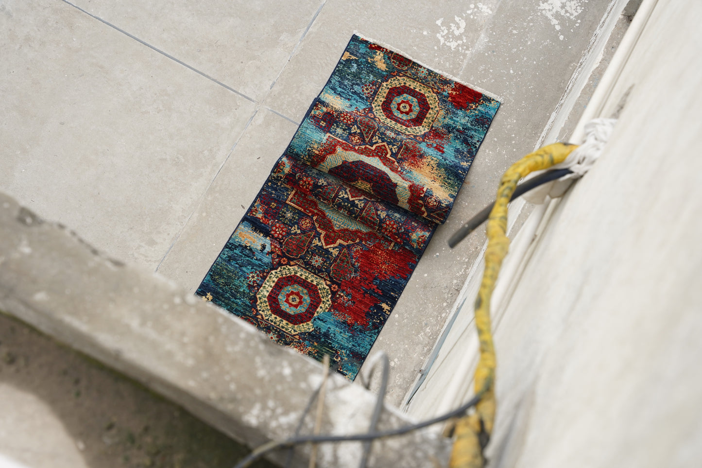 Authentic Afghan Tribal Runner in Azure & Crimson