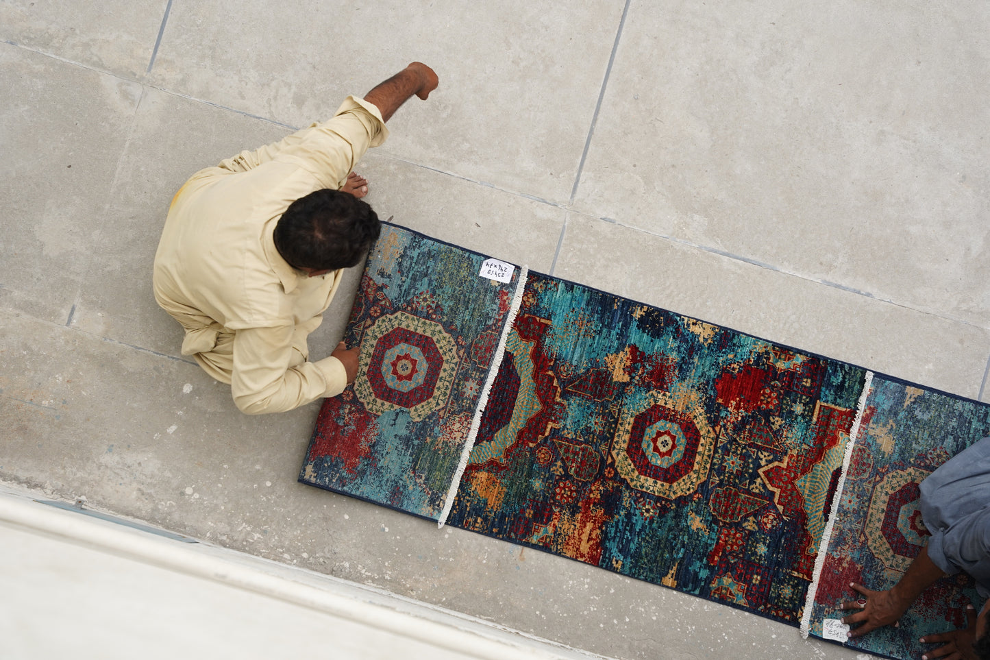 Authentic Afghan Tribal Runner in Azure & Crimson