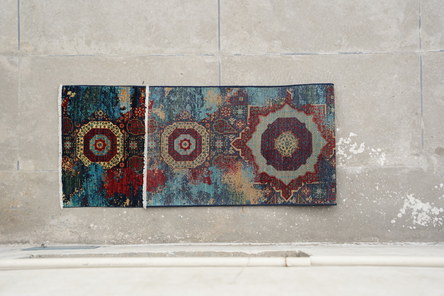 Authentic Afghan Tribal Runner in Azure & Crimson