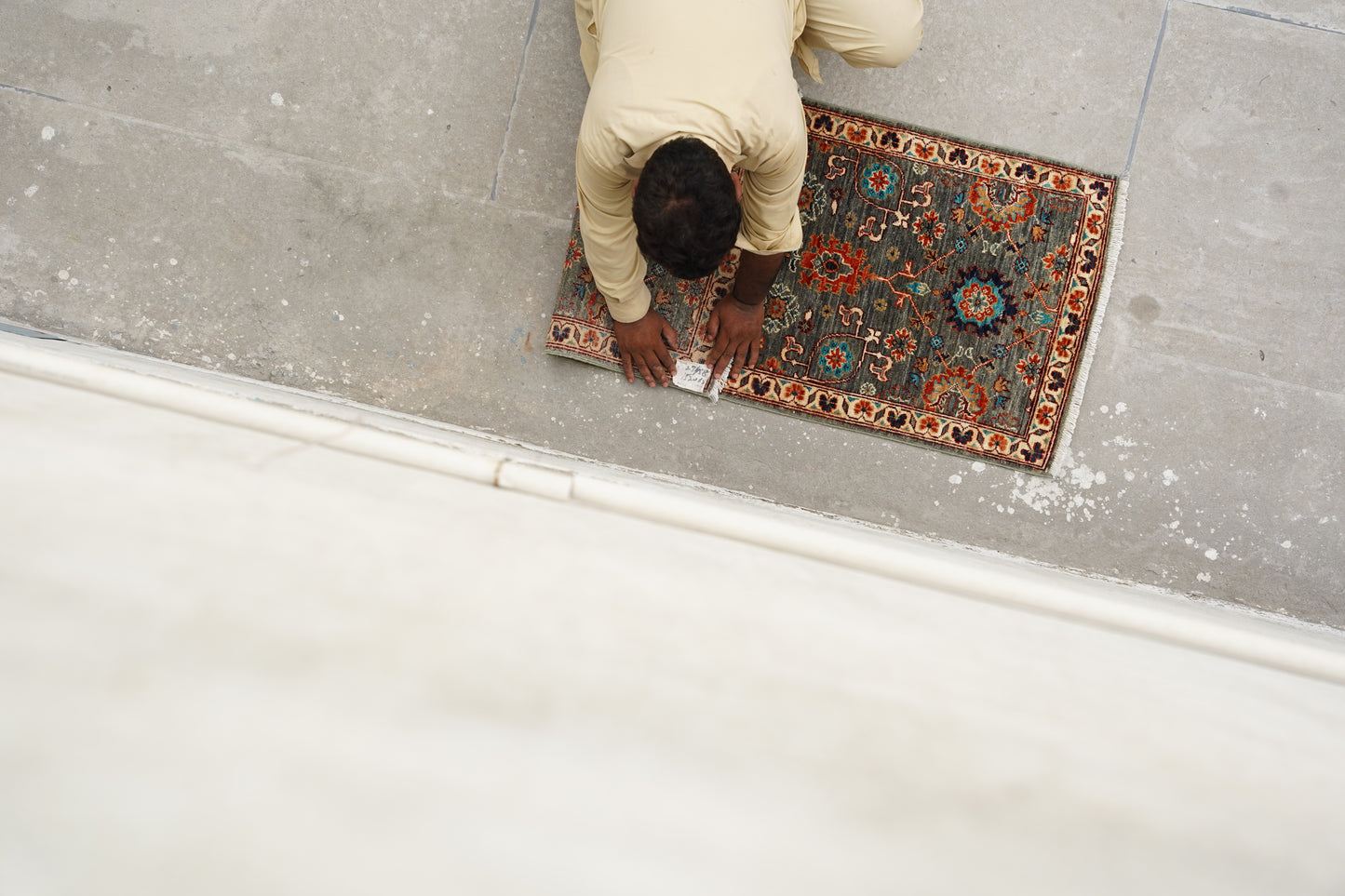 The Slate Heritage: Intricate Afghan Hand-Spun Runner