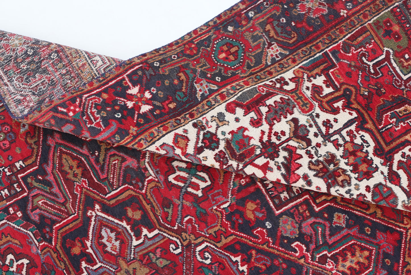 Vintage Persian Heriz Hand-Knotted Rug - 9ft x 12ft (Circa 1950s)
